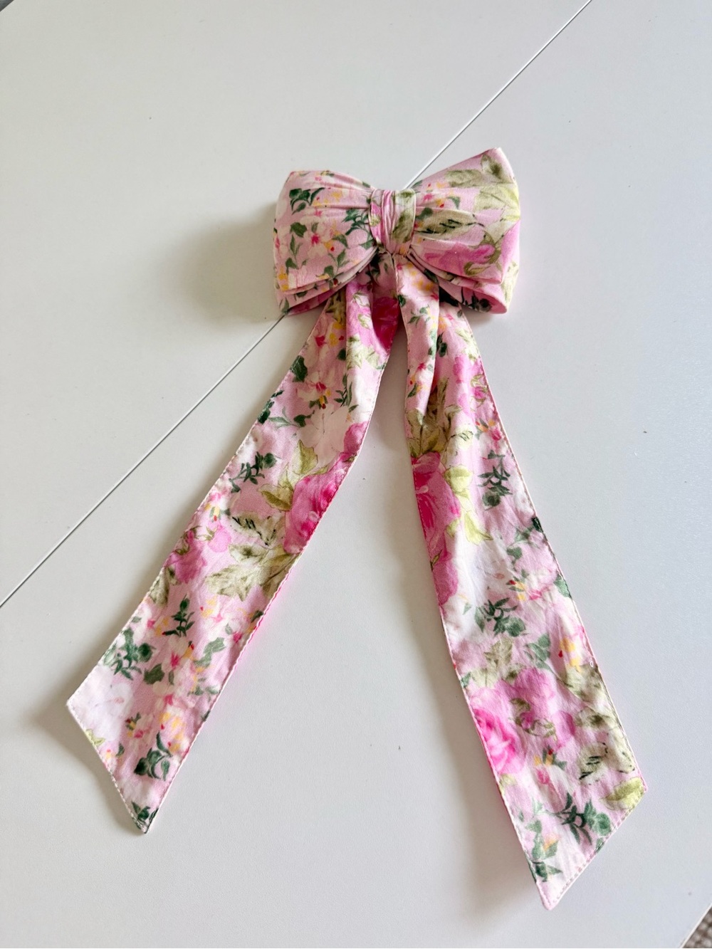 🌸 LoveShackFancy Pink Floral Oversized Hair Bow Barrette 🌸